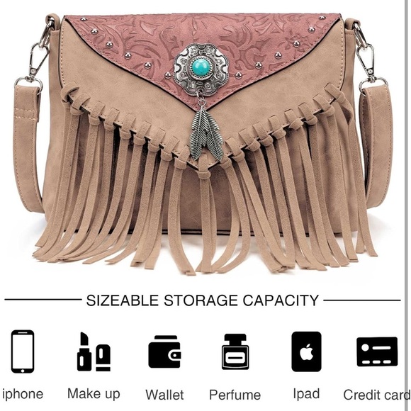 Western style fringe and turquoise crossbody bag brand new and so cute - Picture 3 of 4